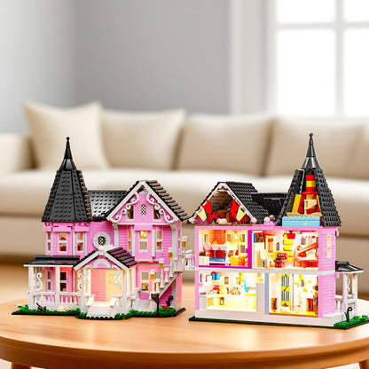 Voxifyx 1349PCS Pink Palace Building Set, Halloween Haunted House Blocks Toy, with Lights Christmas for Teens Girls 12+ ，Halloween House Kit for Kids Adults 🍁 All In One Marketplace Canada