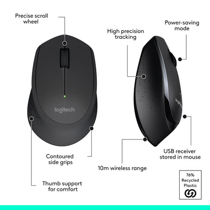 Logitech MK345 Full Size Wireless Keyboard and Mouse Combo - Black