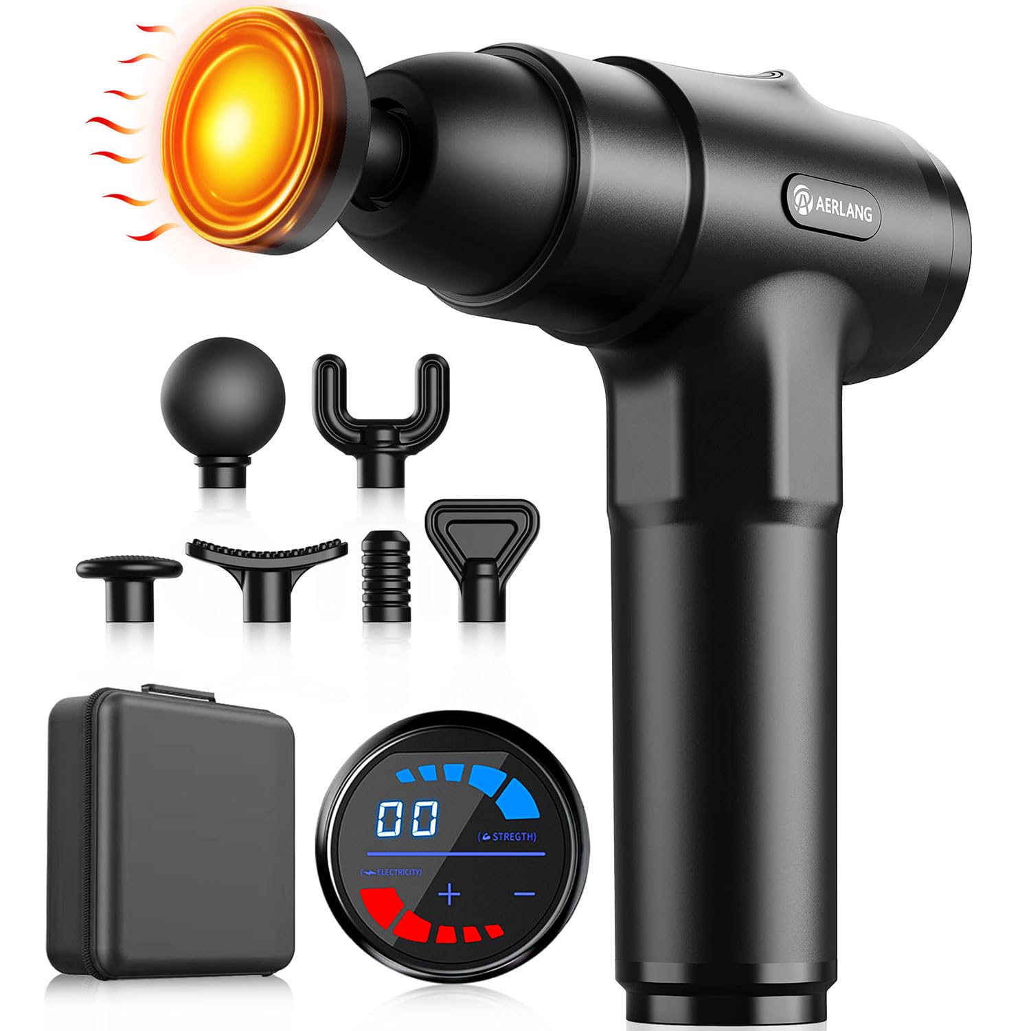 AERLANG Massage Gun with Heat,Percussion Massage Gun, Upgrade Muscle Handheld Deep Tissue Massager - Adjustable Heads for Muscle Groups 20 Speed Option,Mothers Day Gift for Mom Dad Men Women - Available at All In One Marketplace Canada
