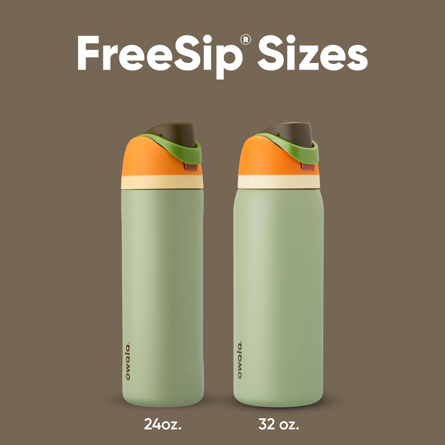 Owala FreeSip Insulated Stainless Steel Water Bottle with Straw for Sports and Travel, BPA-Free, 24-oz, Orange/Green (Camo Cool)