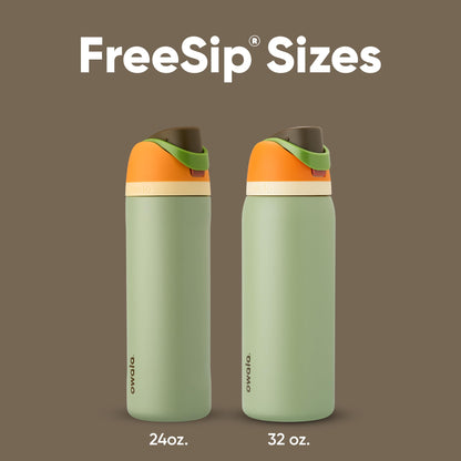 Owala FreeSip Insulated Stainless Steel Water Bottle with Straw for Sports and Travel, BPA-Free, 24-oz, Orange/Green (Camo Cool)