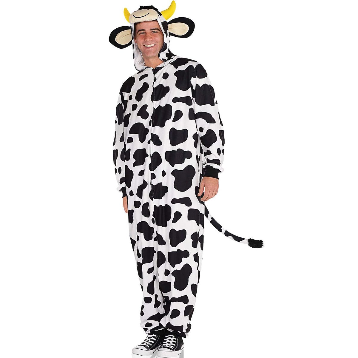 Pyjama une pièce costume d'Halloween AMSCAN Zipster Vache pour adultes, petit/moyen, avec capuche et queue attachées