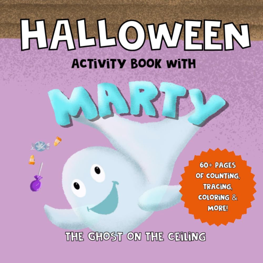 Livre d'activités d'Halloween avec Marty le fantôme au plafond