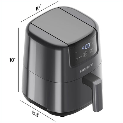 CHEFMAN 2 Qt Mini Air Fryer – Digital Space-Saving Compact Air Fryer with Nonstick and Dishwasher Safe Basket, Quick & Easy Meals in Minutes, Features Digital Timer and Shake Reminder – Grey Chefman