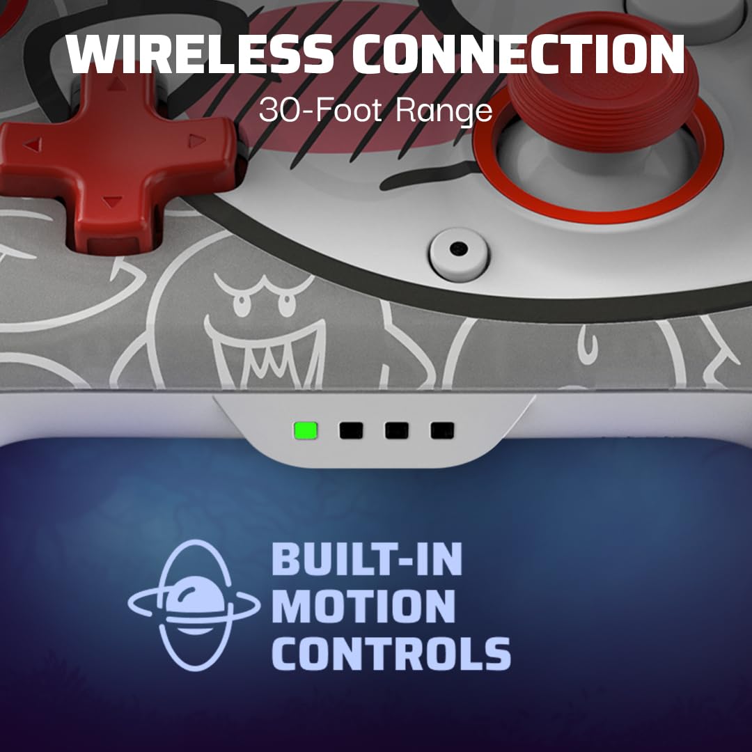 PDP Rematch Wireless Controller: Boo-Hoo - Nintendo Switch/Switch Lite/Switch - OLED Model, Nintendo Switch 2, Glows in the Dark, Rechargeable Battery PDP