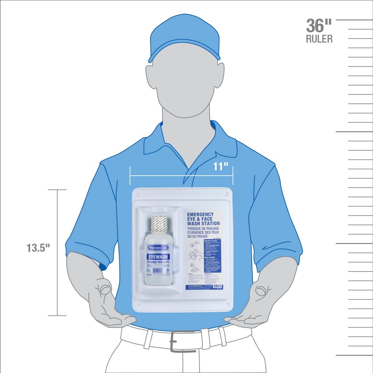FIRST AID CENTRAL PhysiciansCare 500 ml (16 oz.) Single Bottle Eyewash Wall Station, White 🍁 All In One Marketplace Canada