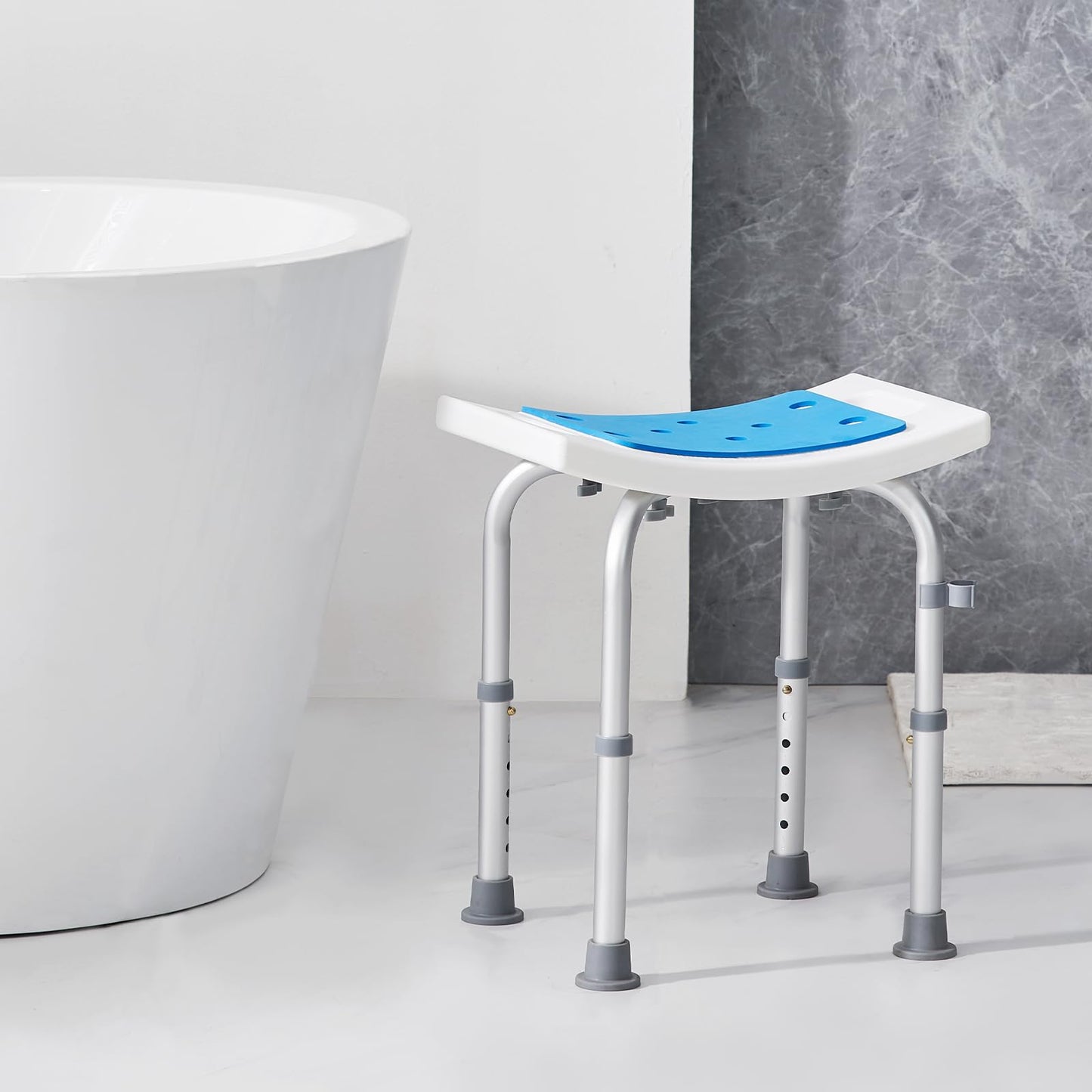 VEVOR Shower Chair, Adjustable Height Shower Stool, Shower Seat for Inside Shower or Tub, Non-Slip Bench Bathtub Stool Seat for Elderly Disabled Handicap, 350 LBS Capacity VEVOR