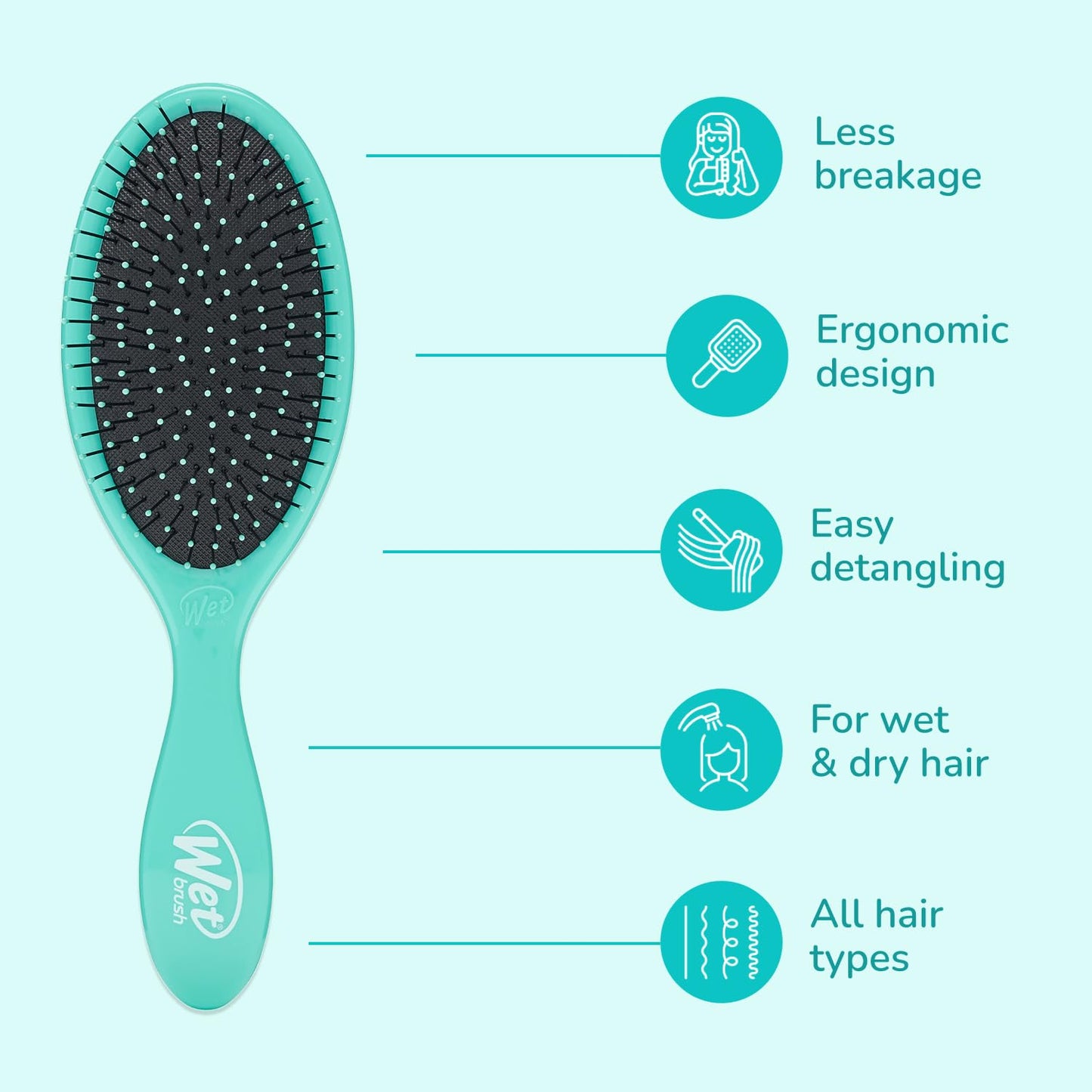 Wet Brush Original Detangler Hair Brush, Amazon Exclusive Aqua - Ultra-Soft IntelliFlex Bristles - Detangling Hairbrush Glides Through Tangles For All Hair Types (Wet Dry & Damaged Hair) - Women & Men Wet Brush