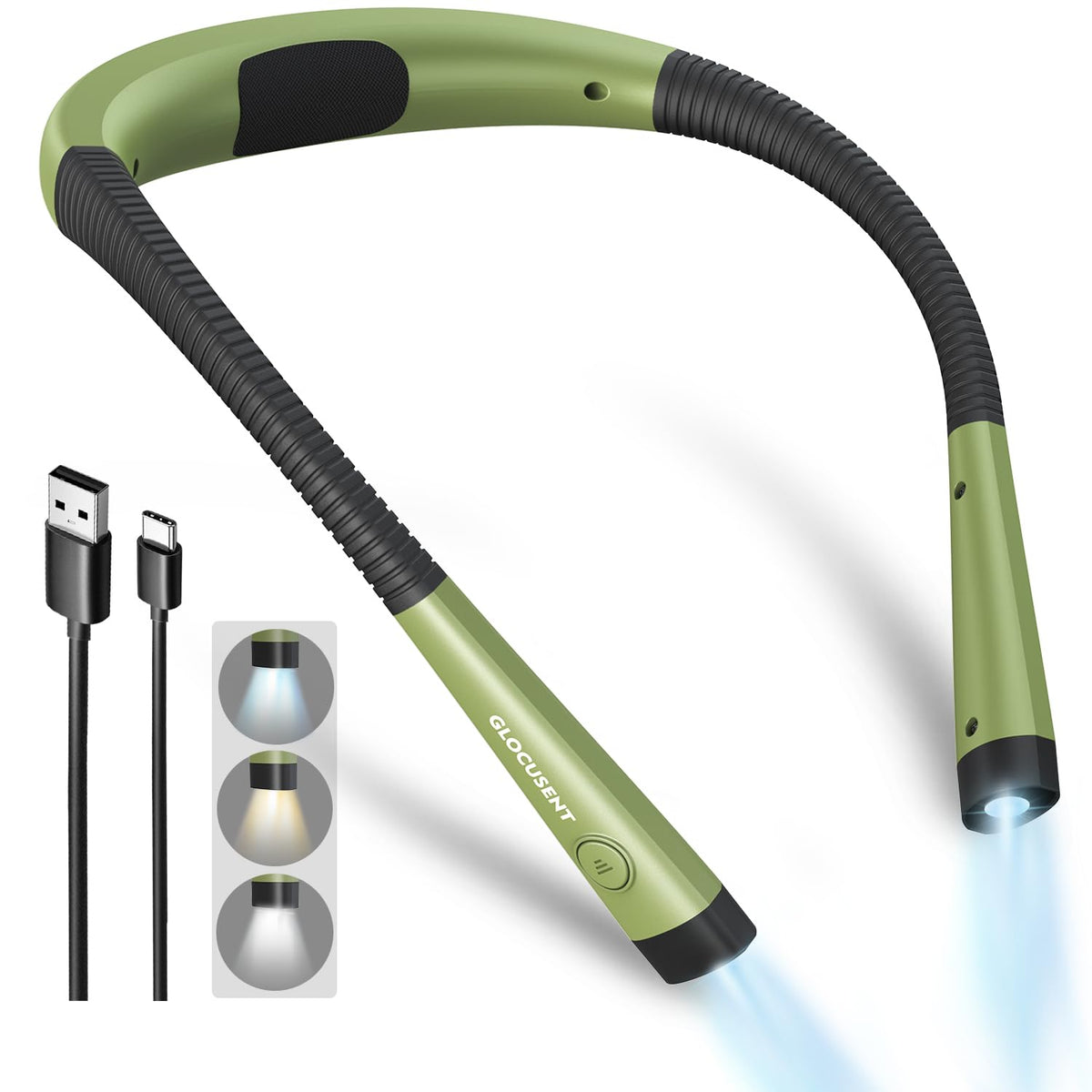 Glocusent Book Light, 80-Hr Rechargeable Reading Light, Bendable Neck Light 🍁 All In One Marketplace Canada