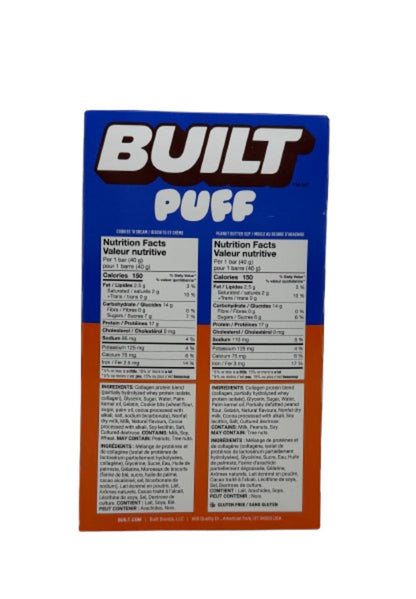 Built Puff Protein Bars Variety Pack - Cookies n' Cream & Peanut Butter Cup, 14 Count (40g each) | 17g Protein | Gluten-Free