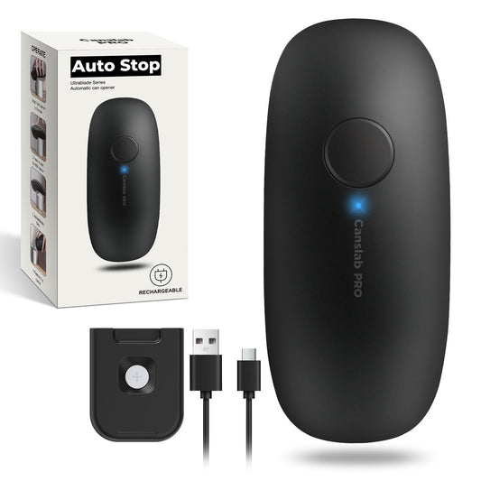 Canslab Ultrablade PRO- Auto Stop Rechargeable Electric Can Opener for Seniors with Arthritis- Battery Automatic Can Opener for Any Size Can - Smooth Edge, Food Safe, Easy Handsfree One Touch, Black - Available at All In One Marketplace Canada
