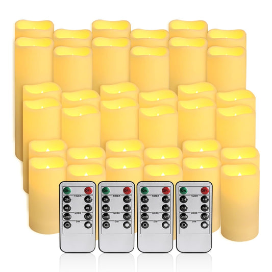 36 Pack Flameless Waterproof Indoor Outdoor Led Candles Equipped with Remote Controls and Timer, Ideal for Home Decor,Weddings, Festive(Three Sizes) 🍁 All In One Marketplace Canada