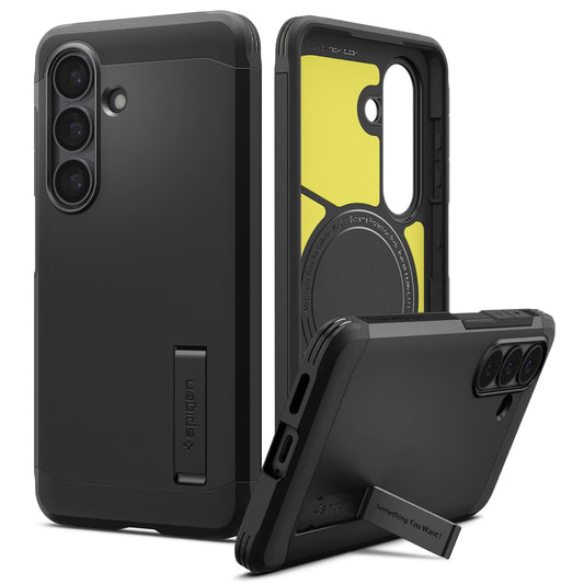 Spigen Case for Galaxy S26 Case, Full Camera Protection, Built-in Magnetic Ring, Drop Protection, Tough Armor MagFit Designed for Samsung Galaxy S26 - Black