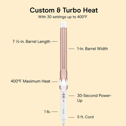 Conair Double Ceramic Long Barrel 1-Inch Curling Iron, 1.0" Barrel Produces Classic Curls – for use on Medium and Long Hair, Hair Curler