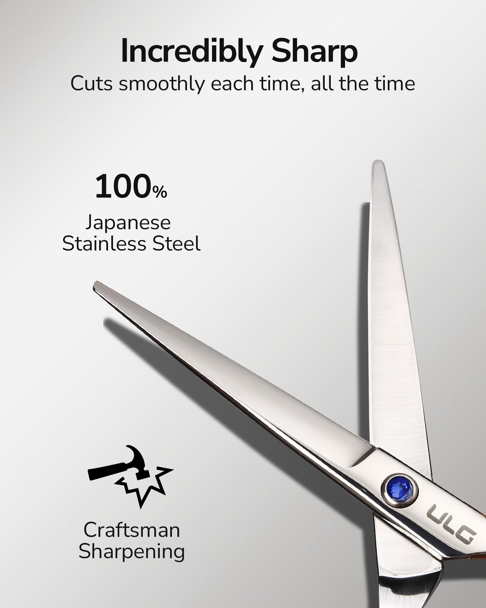 Hair Cutting Scissors, ULG Professional Hair Scissors 6.5 inch Right-Hand Razor Edge Barber Shears Salon Hair Cutting Shears Made of Japanese Stainless Steel, Hand Sharpened Blue - Available at All In One Marketplace Canada