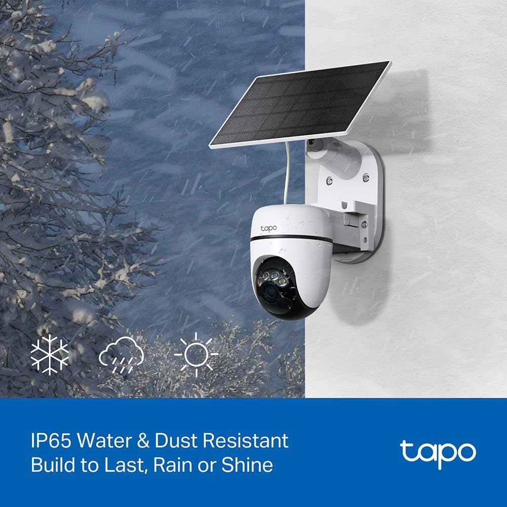 Tapo Solar-Powered Pan/Tilt Outdoor Security Camera Kit, Wireless, 2K 3MP, 360° AI Tracking, No Monthly Fee, Person Detection, Color Night Vision, SD/Cloud Storage 512GB, Works w/Alexa & Google Home