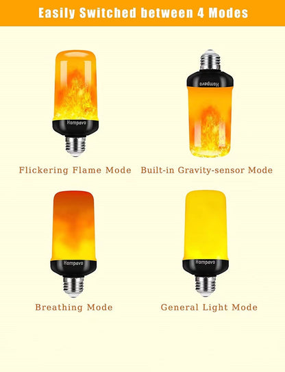 【Upgraded】 Hompavo LED Flame Light Bulb, 4 Modes Flickering Light Bulbs with Upside Down Effect, E26/E27 Base Flame Bulb for Halloween, Christmas, Party, Indoor and Outdoor Home Decoration (2 Pack) 🍁 All In One Marketplace Canada