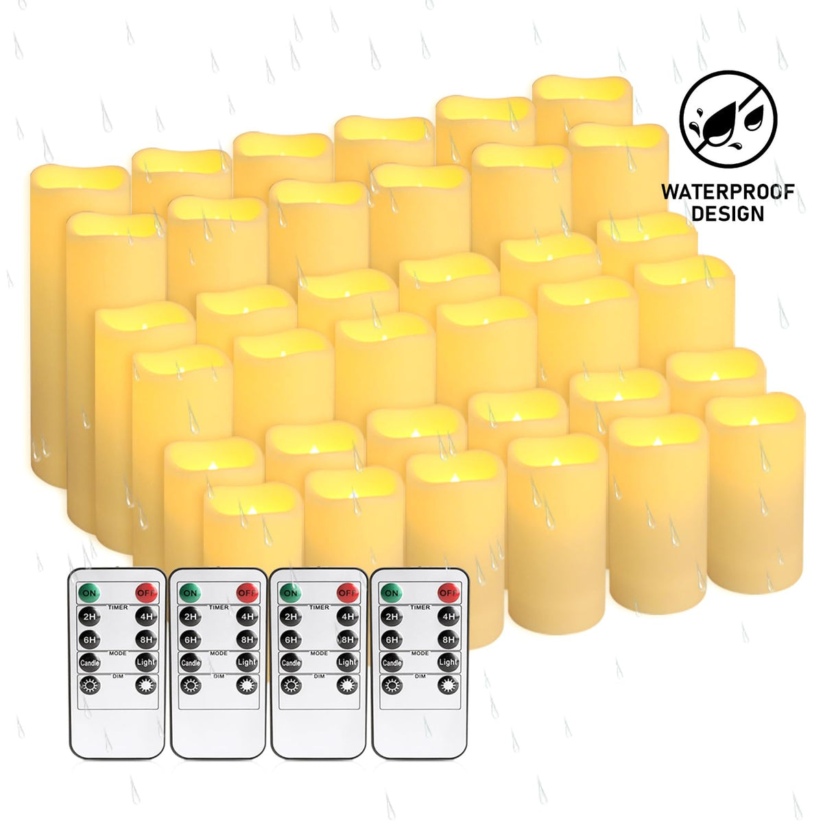 36 Pack Flameless Waterproof Indoor Outdoor Led Candles Equipped with Remote Controls and Timer, Ideal for Home Decor,Weddings, Festive(Three Sizes) 🍁 All In One Marketplace Canada
