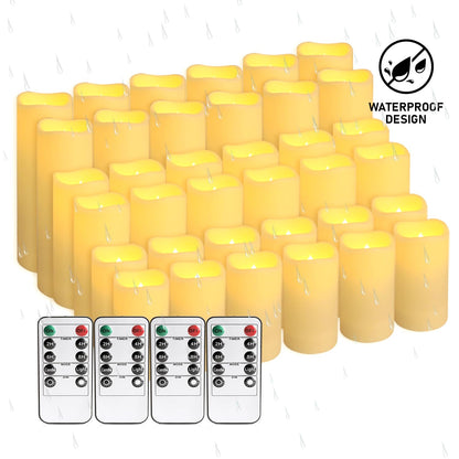 36 Pack Flameless Waterproof Indoor Outdoor Led Candles Equipped with Remote Controls and Timer, Ideal for Home Decor,Weddings, Festive(Three Sizes) 🍁 All In One Marketplace Canada