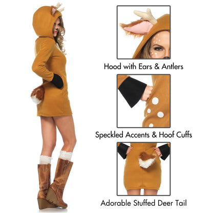 Costume d'Halloween pour femme Leg Avenue, faon douillet à capuche, multicolore, très grand (XL)