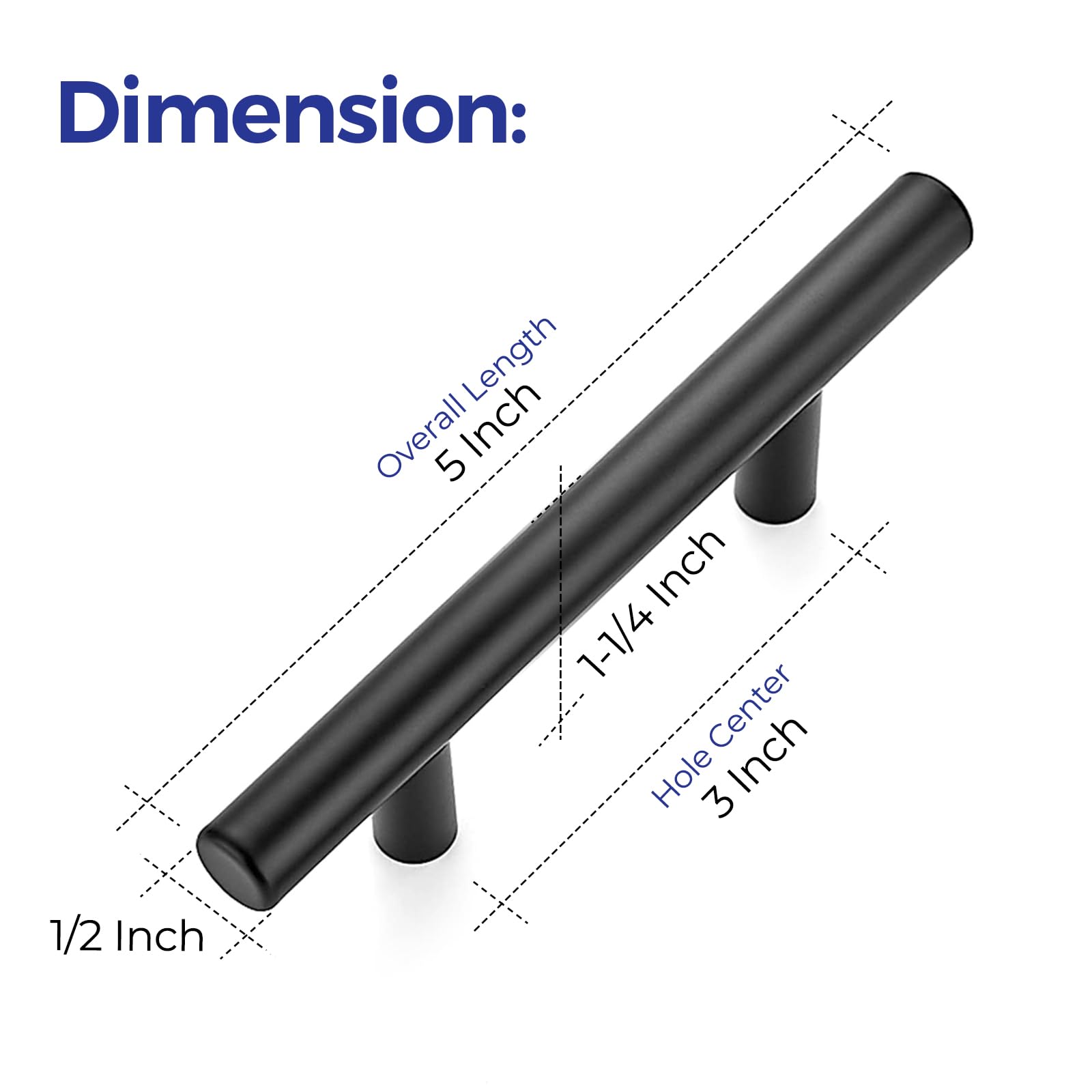 30 Pack | 5'' Cabinet Pulls Matte Black Stainless Steel Kitchen Drawer Pulls Cabinet Handles 5”Length, 3” Hole Center - Available at All In One Marketplace Canada