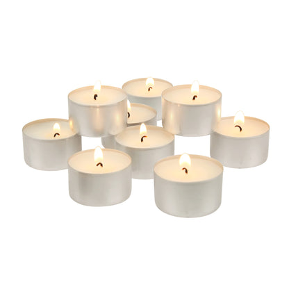 Stonebriar Unscented Tea Light Candles, 6 to 7 Hour Extended Burn Time, Smokeless, White, Bulk Set for Weddings, Events, Home Decor, Emergency Use, 100 Count Stonebriar