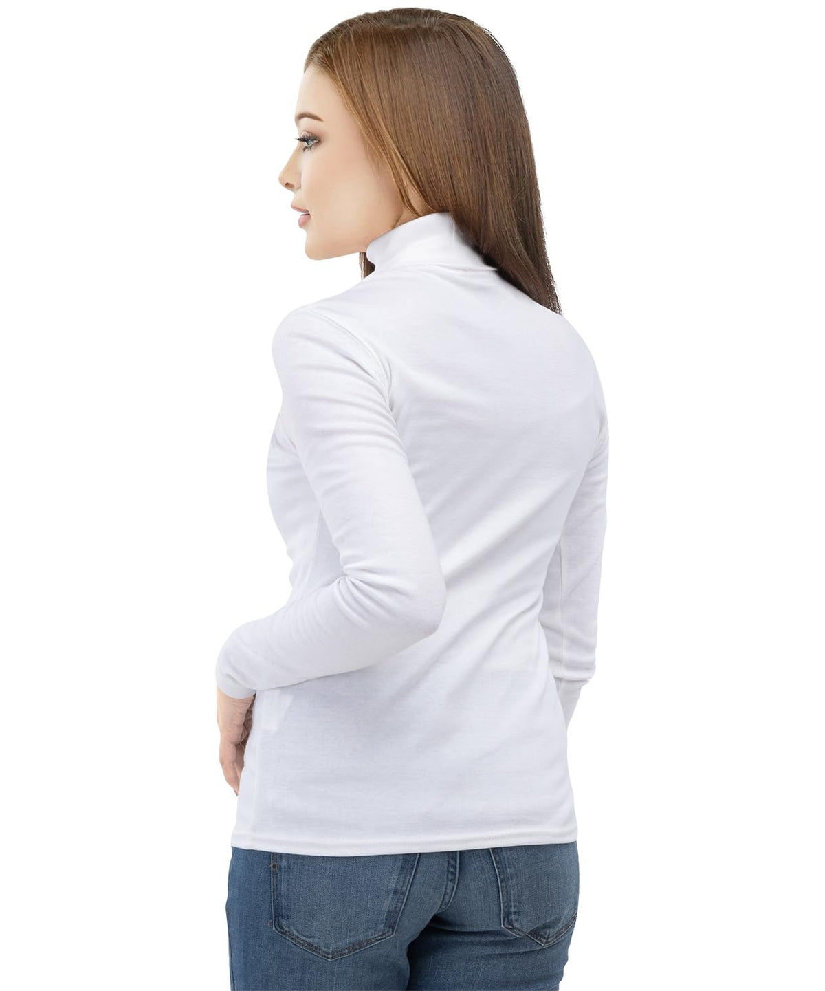 NY Threads Cotton Blend Turtleneck Top for Women, Medium, White 🍁 All In One Marketplace Canada