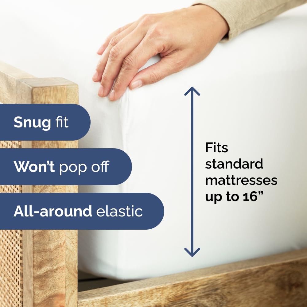 Full Size Fitted Bed Sheet - Hotel Luxury Single Fitted Sheet Only - Fits Mattress Up To 16 - Extra Soft, Wrinkle Free, Breathable & Cooling - Bottom Fitted Sheet - White Single Fitted Sheet Only