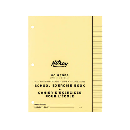 Hilroy Stitched Exercise Book, 7 mm Ruled with Margin, 3-Hole Punched, 80 Pages/40 Sheets, 20-Pack, Assorted Colour Covers (11184)