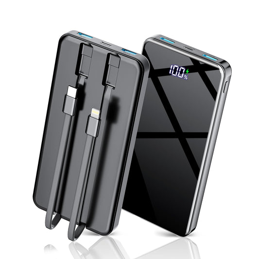 COPINK Power Bank with Built in Cables, 25000mAh Fast Charging Portable Charger,5 Output 2 Input LED Display Slim External Battery Pack for iPhone, Samsung, Android Phones, Tablets - Available at All In One Marketplace Canada