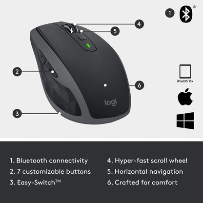 Logitech MX Anywhere 2S Bluetooth Edition Compact Wireless Mouse No USB