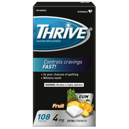 Thrive Nicotine Replacement Gum, Extra Strength, Fruit, 108 Count Thrive