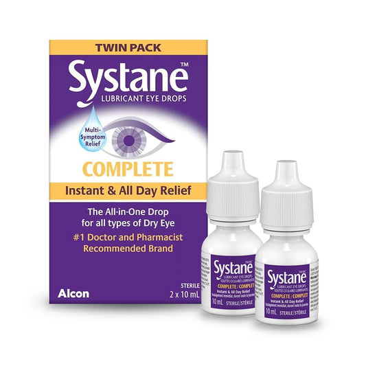 Systane Complete Lubricant Eye Drops for dry eyes, All-In-One Drops, Multi-Symptom Relief, Dry Eye Relief from Extended Screen Time - 2 x 10mL