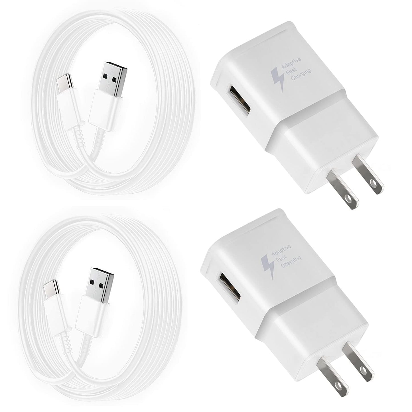 Fast Charging Charger for Samsung Phone, (2 Pack) Powersky Adaptive USB Charger with USB Type C Cable for Galaxy S21, S20, S10, S9, S8, Note10, 9, 8, 7 and A Series, Tablet Charger Chargeur USB C