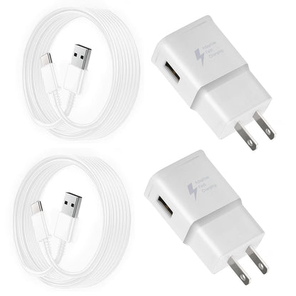 Fast Charging Charger for Samsung Phone, (2 Pack) Powersky Adaptive USB Charger with USB Type C Cable for Galaxy S21, S20, S10, S9, S8, Note10, 9, 8, 7 and A Series, Tablet Charger Chargeur USB C