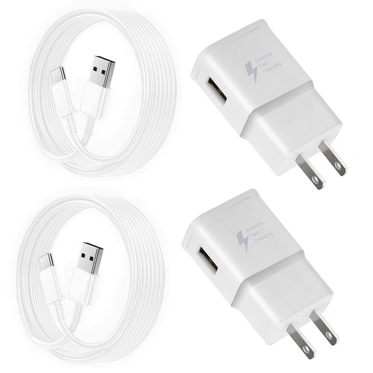 Fast Charging Charger for Samsung Phone, (2 Pack) Powersky Adaptive USB Charger with USB Type C Cable for Galaxy S21, S20, S10, S9, S8, Note10, 9, 8, 7 and A Series, Tablet Charger Chargeur USB C