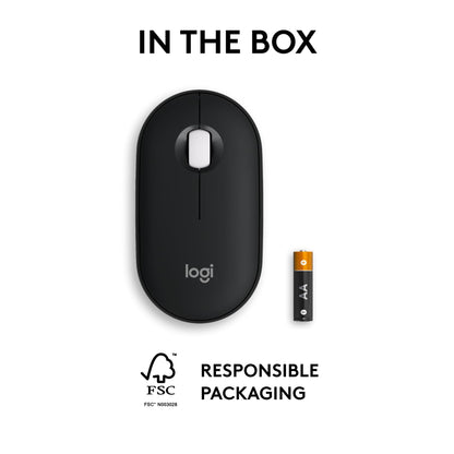 Logitech Pebble Mouse 2 M350s Slim Bluetooth Wireless Portable - Black