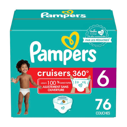 Pampers Diapers - Cruisers 360 degrees - Size 6, 76 Count, up to 100% Leakproof Fit, Designed for Active Babies, Pull On Diaper, EZ Off Tabs Designed for Easy Changes