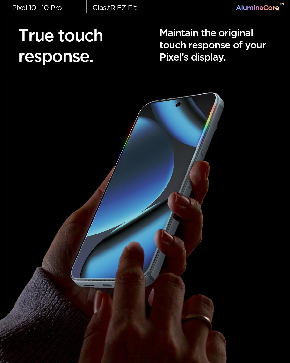 Spigen AluminaCore Tempered Glass Screen Protector [GlasTR EZ FIT] designed for Pixel 10 Pro | Pixel 10 | Pixel 9 Pro | Pixel 9 [2 Pack] Aluminum-Enhanced Durability and Impact Resistance