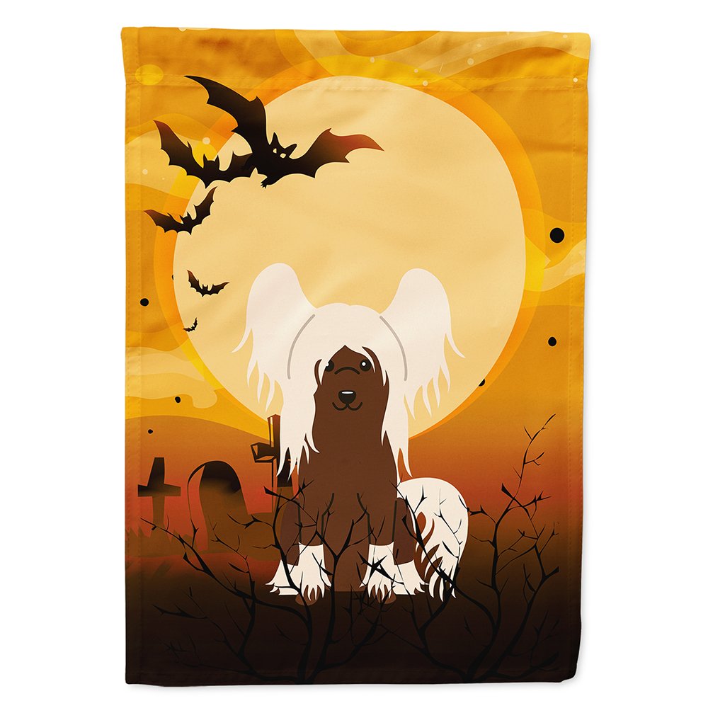Caroline's Treasures BB4379CHF Halloween Chinese Crested Cream Flag Canvas House Size, Large, Multicolor