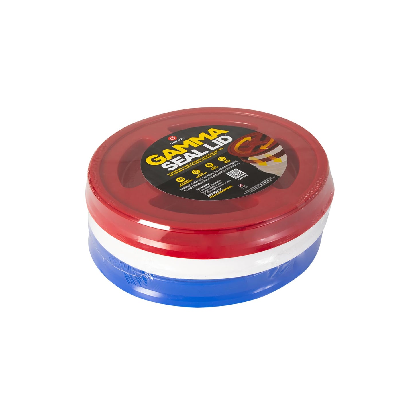 Gamma2 Gamma Seal Lid 3pk Combo for Utility Buckets - Fits 3.5, 5, 6 & 7 gallon buckets, Red, White & Blue, Made in USA Gamma2