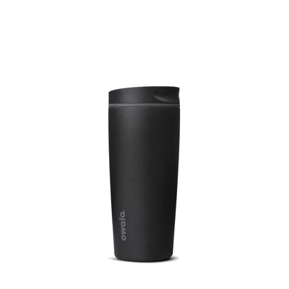 Owala SmoothSip Slider Insulated Stainless Steel Coffee Tumbler, Reusable Iced Coffee Cup, Hot Coffee Travel Mug, BPA Free 20 oz, Very Very Dark