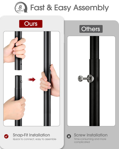 Sakugi Double-Rod Metal Clothing Rack with Wheels, Black - Available at All In One Marketplace Canada