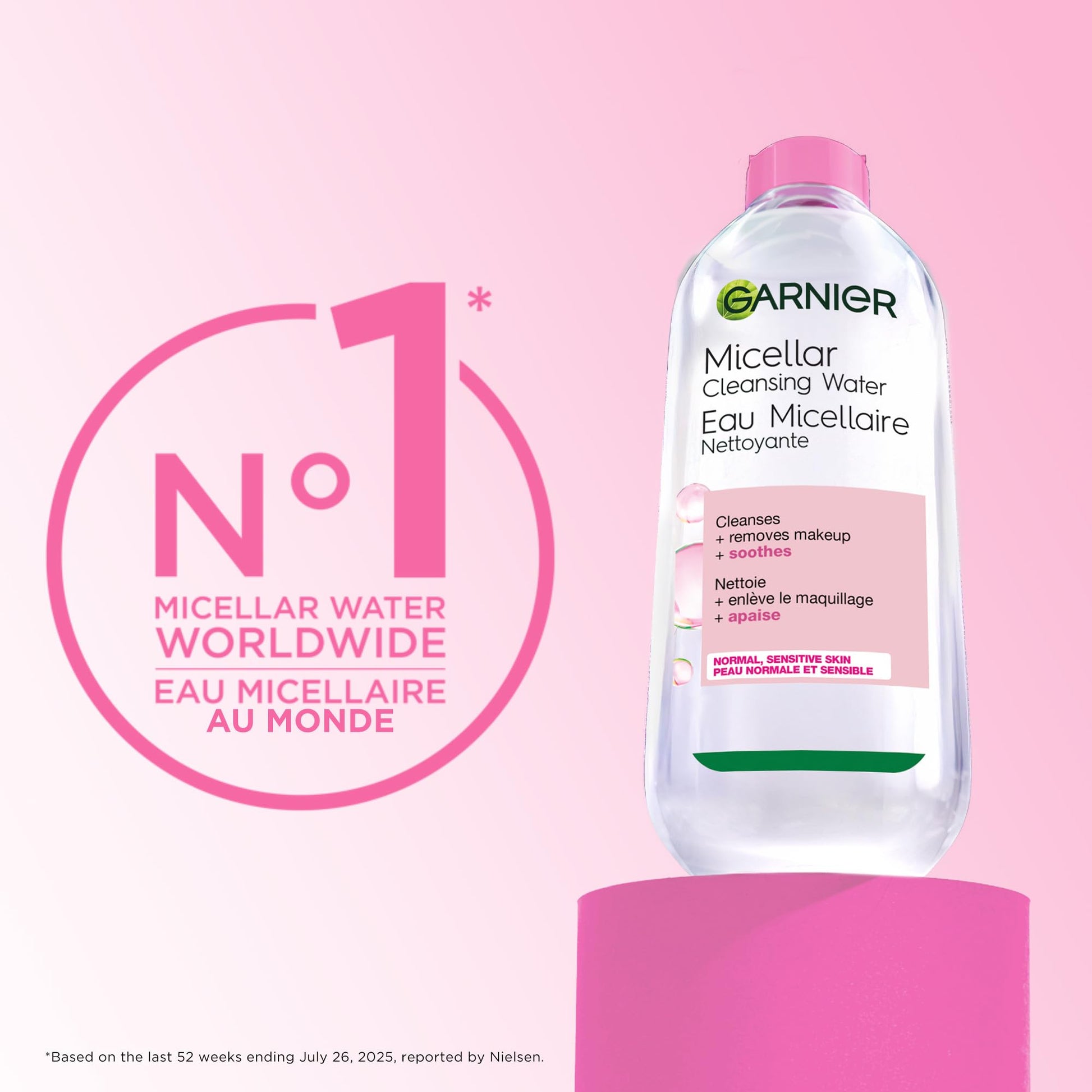 Garnier Micellar Water, Gentle and Hydrating Facial Cleanser & Makeup Remover, Suitable for Sensitive Skin, Vegan, Cruelty Free, Fragrance Free, 700ml