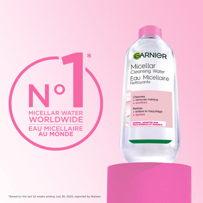 Garnier Micellar Water, Gentle and Hydrating Facial Cleanser & Makeup Remover, Suitable for Sensitive Skin, Vegan, Cruelty Free, Fragrance Free, 700ml