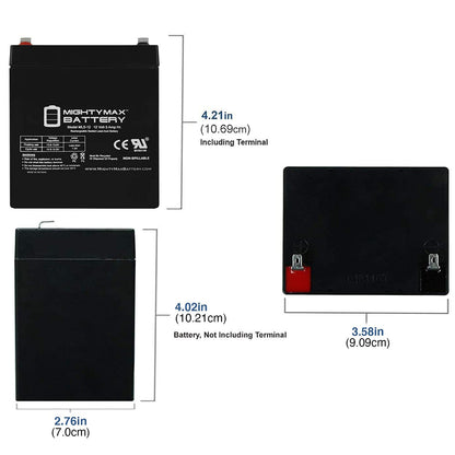 ML5-12 - 12 Volt 5 AH Rechargeable SLA Battery - Mighty Max Battery Brand Product