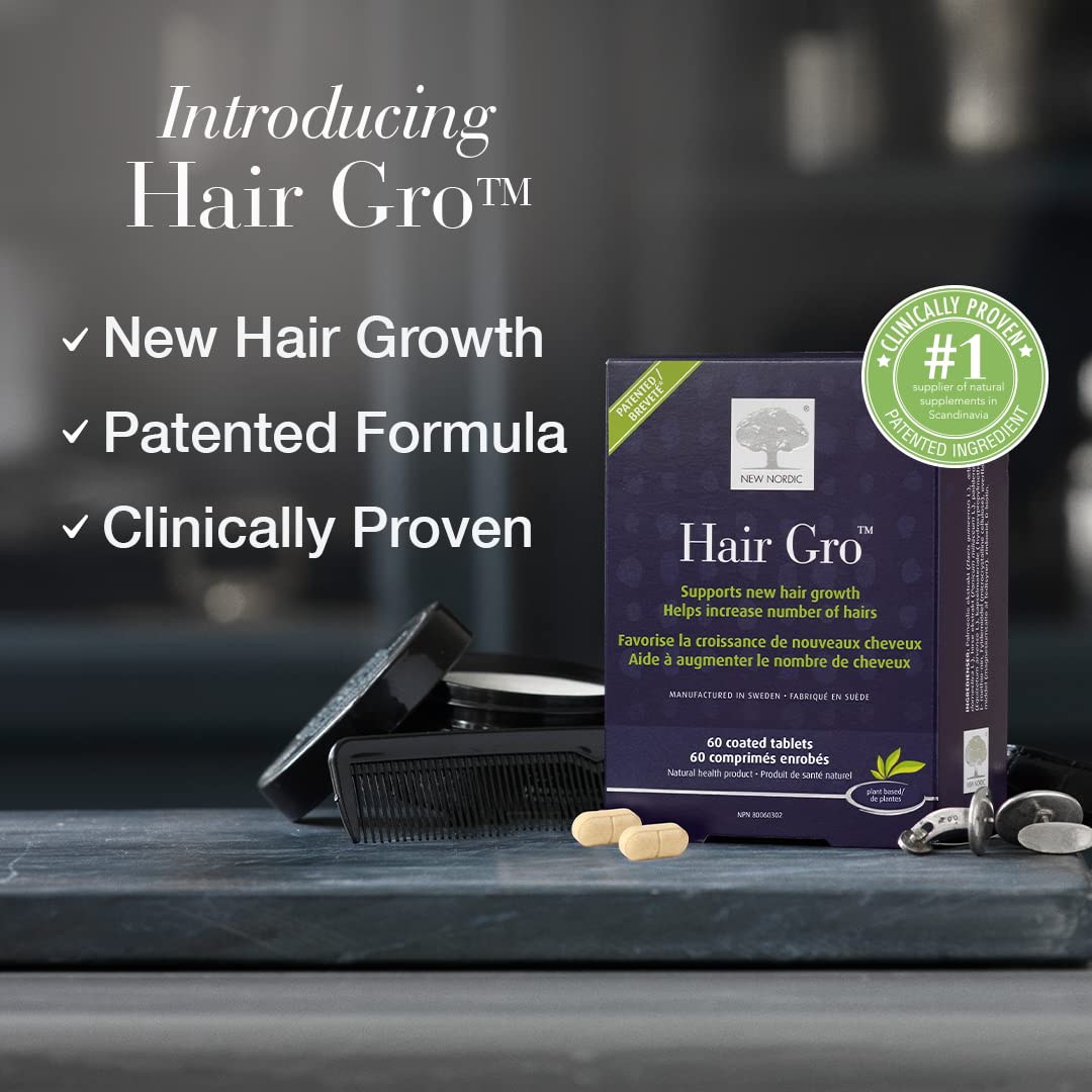 New Nordic Hair Gro, Hair Growth Tablets, Biotin, 60 Tablets, 30 Day Supply New Nordic