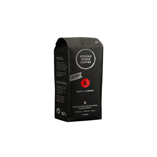 Kicking Horse Coffee - Happy Camper Blend, Whole Bean 100% Arabica Coffee | Medium Roast | All Organic & Fairtrade | 454g