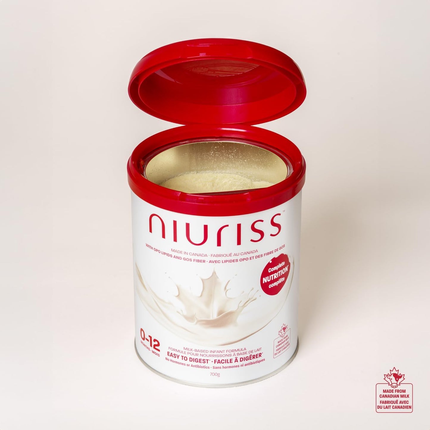 NIURISS Infant Formula – Canadian-Made with OPO Lipids, GOS Fiber & Canadian Milk – 700g (0-12 Months)