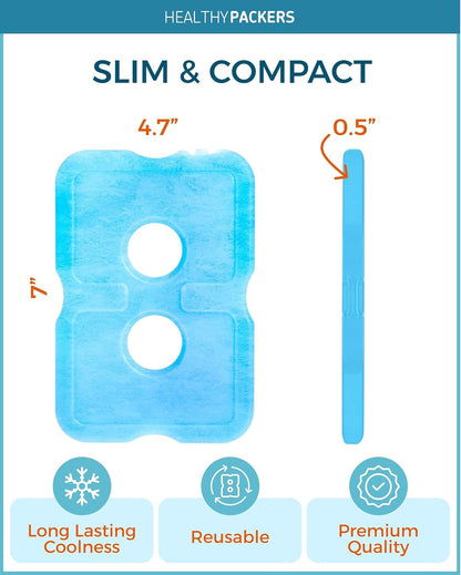 Healthy Packers Ice Packs for Lunch Boxes & Coolers - Freezer Packs - Original Cool Pack | Cooler Accessories for Beach, Camping & Fishing | Slim & Long-Lasting Reusable Ice Pack for Cooler